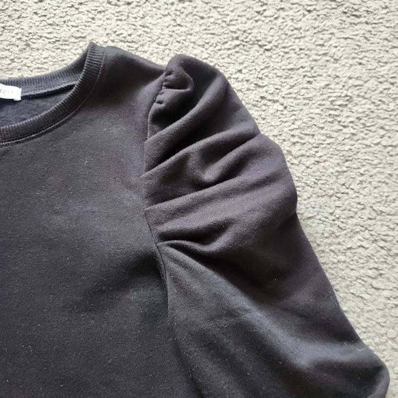 REBECCA MINKOFF Women's Janine Puff Sleeve Sweatshirt Small Black Quiet Luxury - Picture 3 of 12